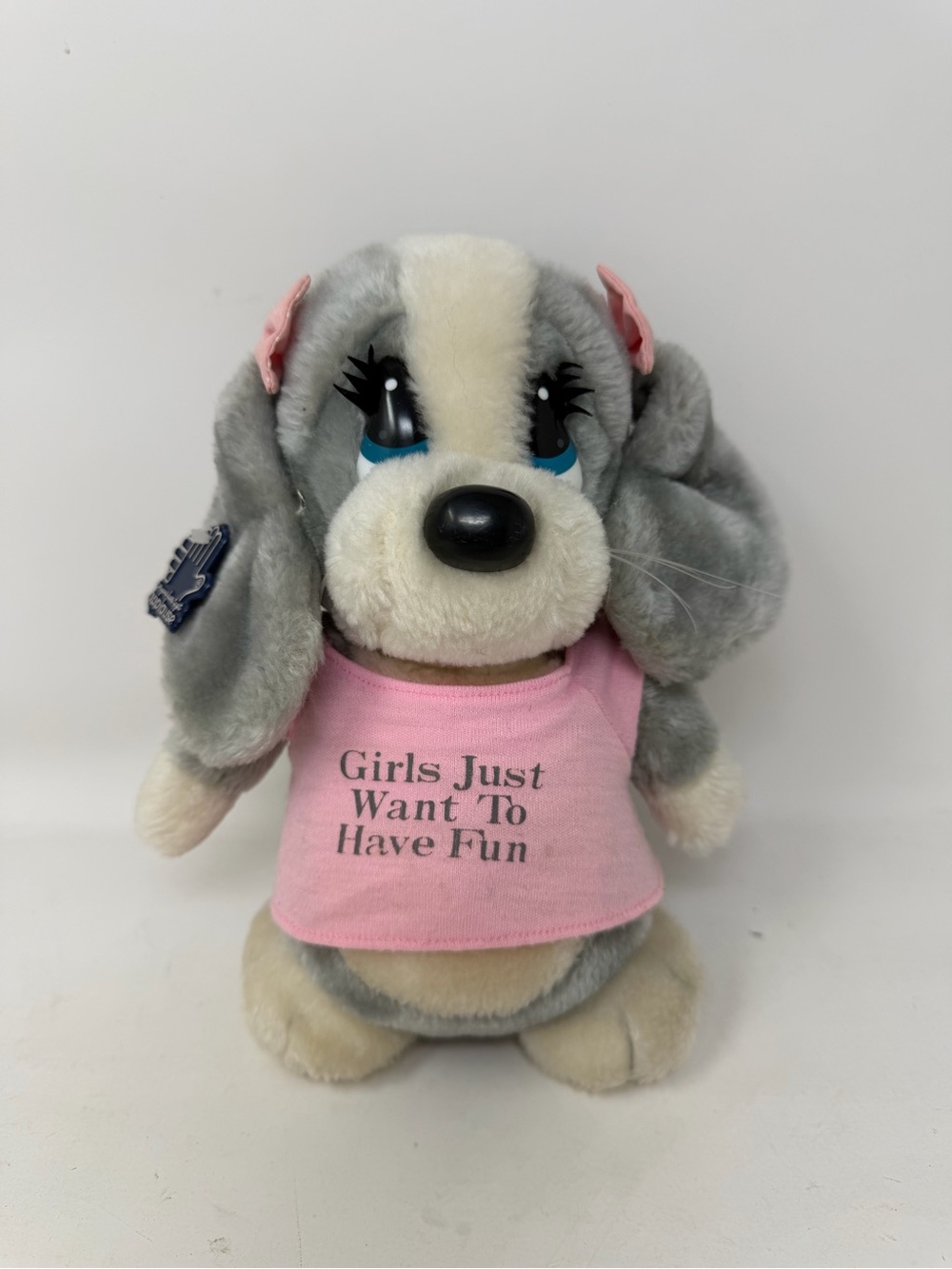 Applause Honey Sad Sam Eyes Plush Dog Girls Just Want To Have Fun Bows 1986